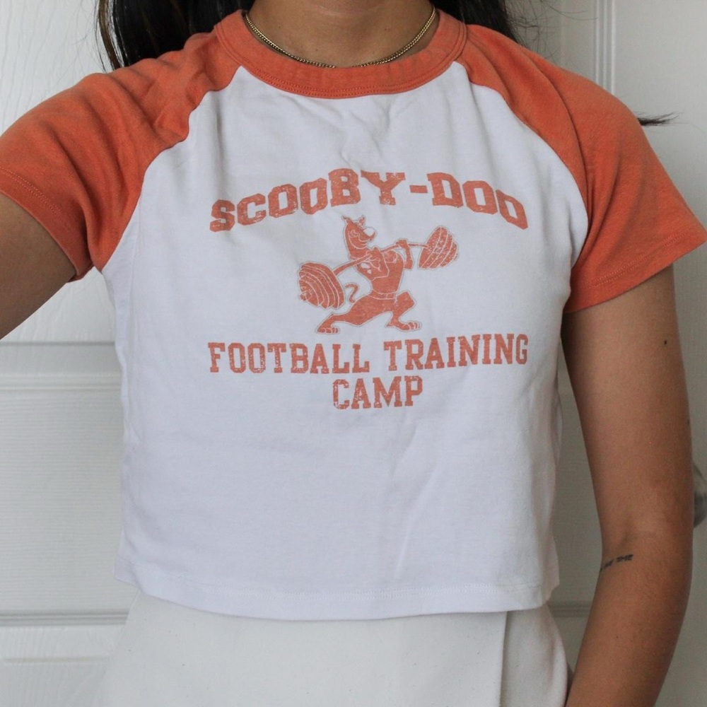 Orange and White Graphic Baby Tee